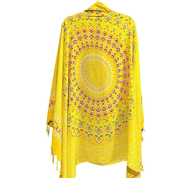 Accessories - Colorful Yellow Mandala Shawl/Sarong